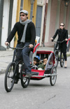 Angela Joli and Brad Pitt bicycling