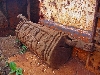 Babungo: decorative slit drum at the Fon's palace