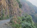 Switchbacks on Italian rock road, between Debark and Zarima, Ethiopia