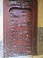 Door of Riad (Garden house) in the medina, Fez, Morocco