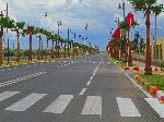 Flag lined boulevard, Fez, Morocco