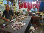 Leather craftsmen, Tazi Fondouk, Fes, Morocco