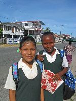 Girl student on their way from school, Guyana