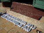 Shoes at the door of the main temple, Woljeongsa