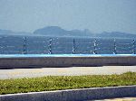 View of railing and islands, Saemangeum Seawall, Korea