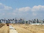 Construction cranes on the skyline, Sejong, Korea