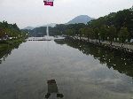 Yeongsan River, with fountain, Damyang, Korea