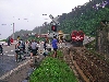 Freight train passes, Hai Van Pass Highway